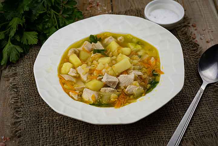 Гороховый суп с копчёной курицей - рецепт автора Марина Нагай